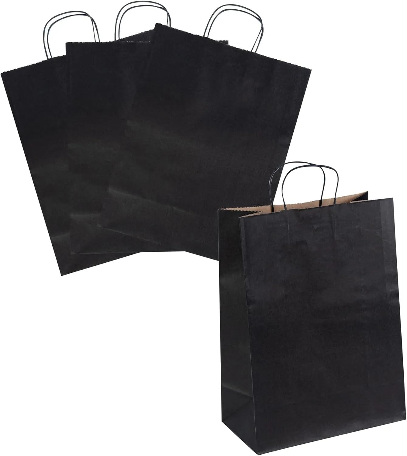 Restaurantware - Saving Nature 12.6 x 6.3 x 16.9 Inch Paper Shopping Bags, 100 Sturdy Bags with Handles - Durable, for Groceries, Black Paper Retail Handle Bags, for Gifts