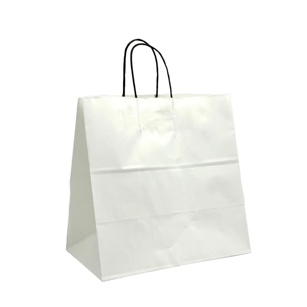 Retail Takeaway White Twisted Black Handle Paper Bag - Medium (UberEats Styled)