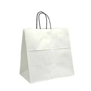 Retail Takeaway White Twisted Black Handle Paper Bag - Medium (UberEats Styled)