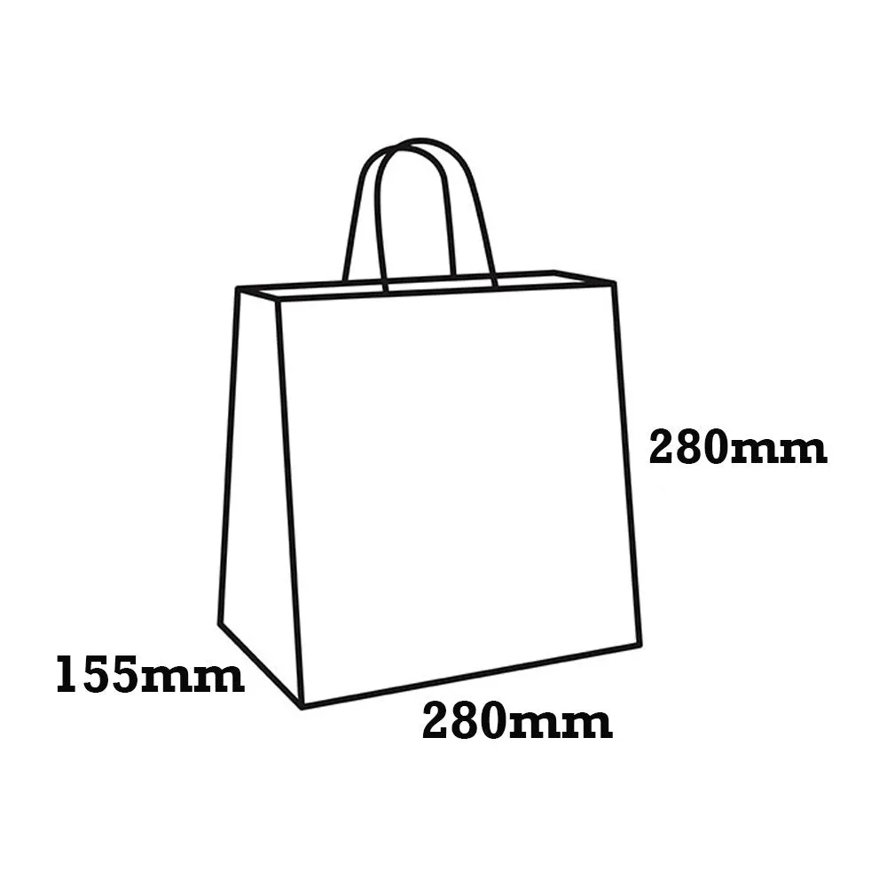 Retail Takeaway White Twisted Handle Paper Bag - Small (UberEats Styled)