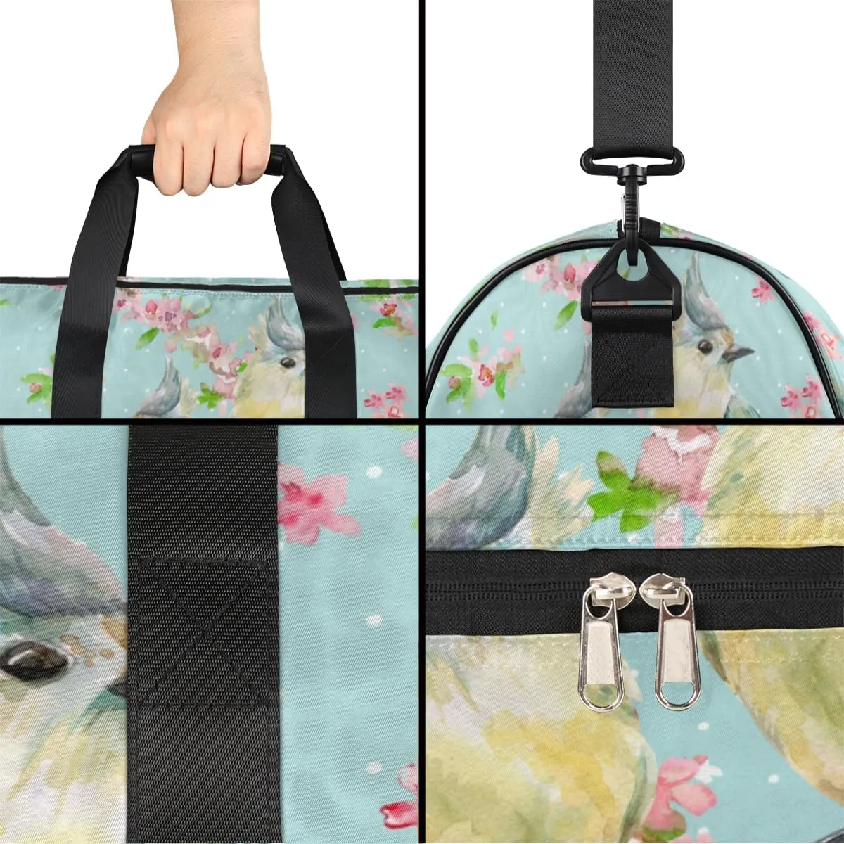 Retro Bird Sports Gym Bag for Women Men Travel Duffel Bag with Wet Pocket & Shoes Compartment Waterproof Weekender Overnight Tote Carry on Bag Lightweight
