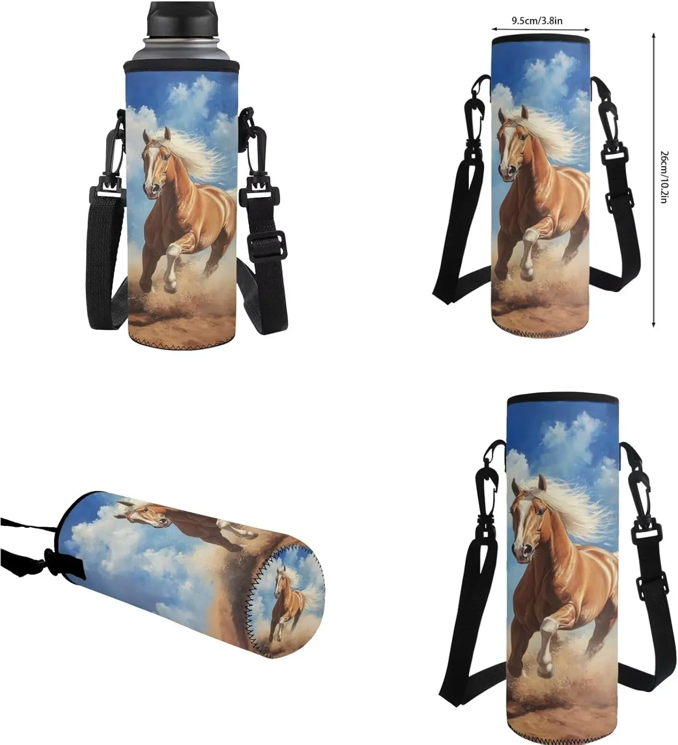 Retro Horse Backpack for Boys 4 Piece Backpack Set with Lunch Box Pencil Box Water Bottle 17inch Kids 3rd 5th Grade Shoulder Bag Bookbag Daypack for Boys Comfort Easy to Clean