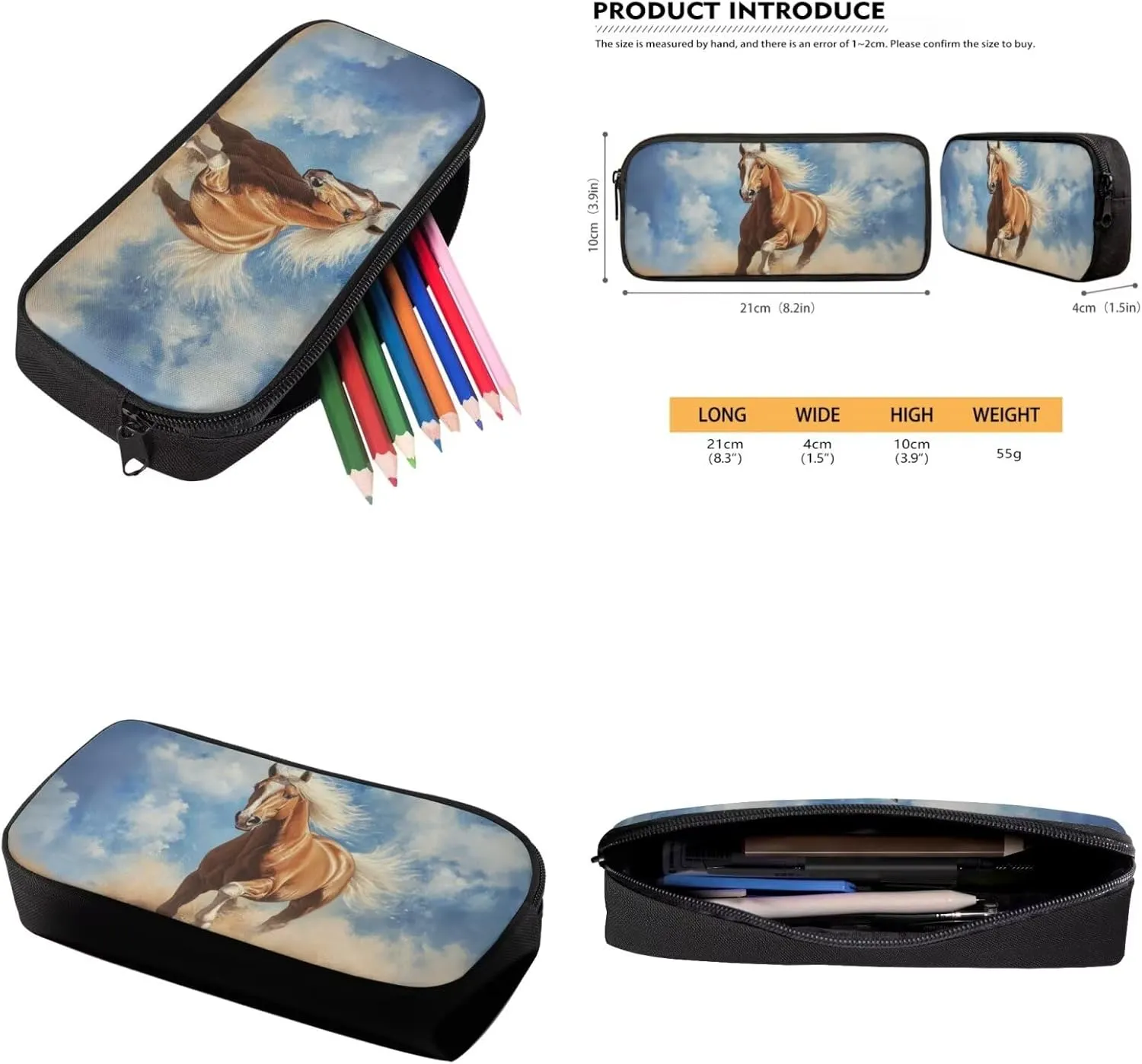 Retro Horse Backpack for Boys 4 Piece Backpack Set with Lunch Box Pencil Box Water Bottle 17inch Kids 3rd 5th Grade Shoulder Bag Bookbag Daypack for Boys Comfort Easy to Clean