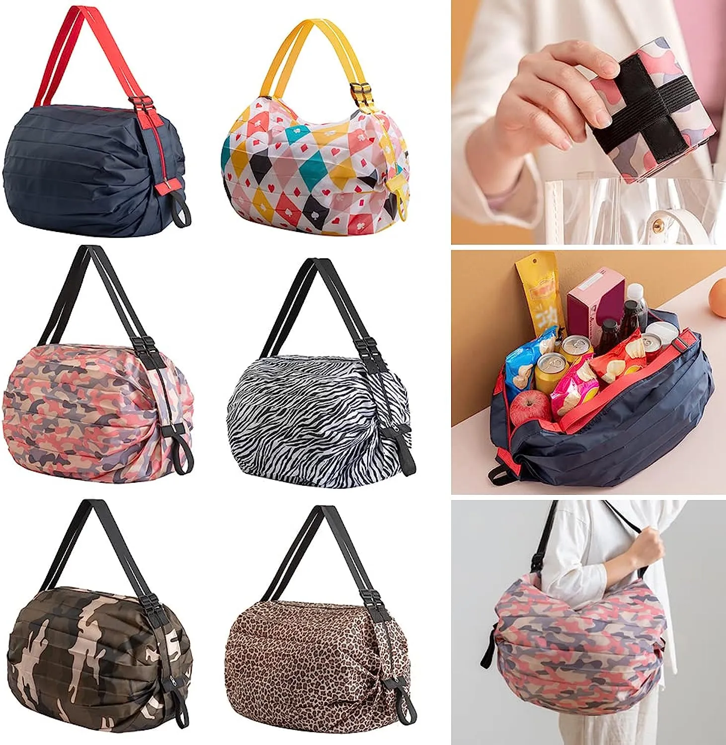 Reusable Foldable Shopping Bag, Lightweight Sports Grocery Shopping Outdoor Bag