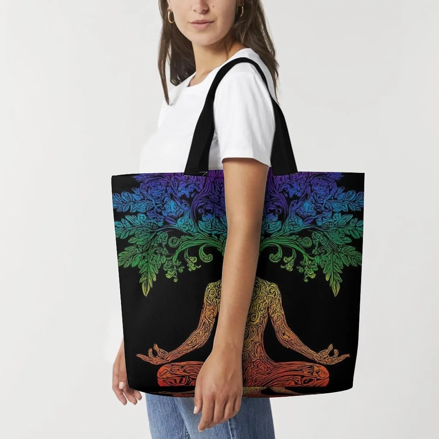 Reusable Grocery Bag for Women, Portable Large Shopping Storage Bag Casual Shoulder Handbags