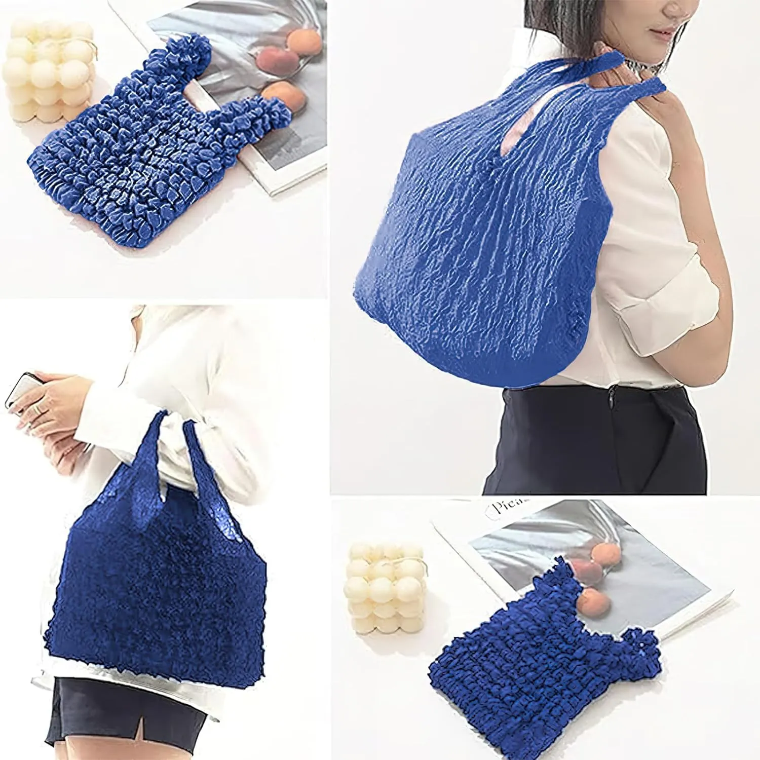 Reusable Grocery Bag -Magic Stretch Pleated Bags, Stretchable Large Tote Merchandise Bulk Bags,Multipurpose Tote Bag