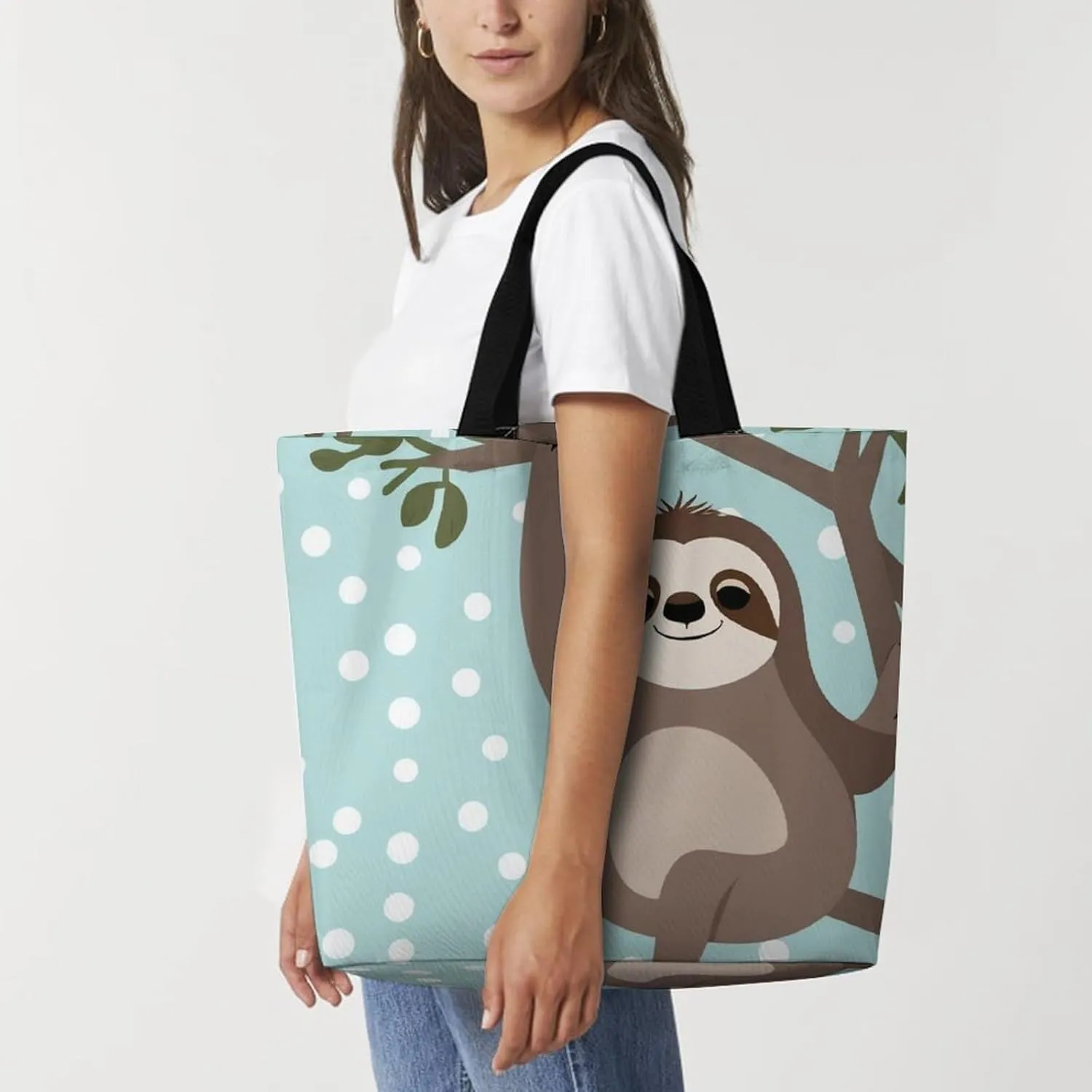 Reusable Shoulder Bag for Women, Portable Large Grocery Shopping Bags Casual Tote Bag