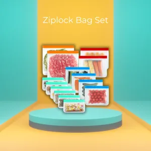 Reusable Silicone Ziplock Bag Set