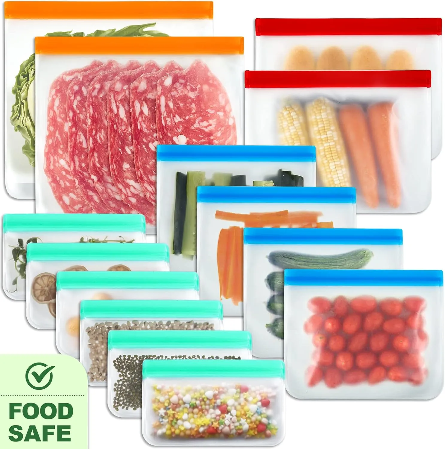 Reusable Silicone Ziplock Bag Set