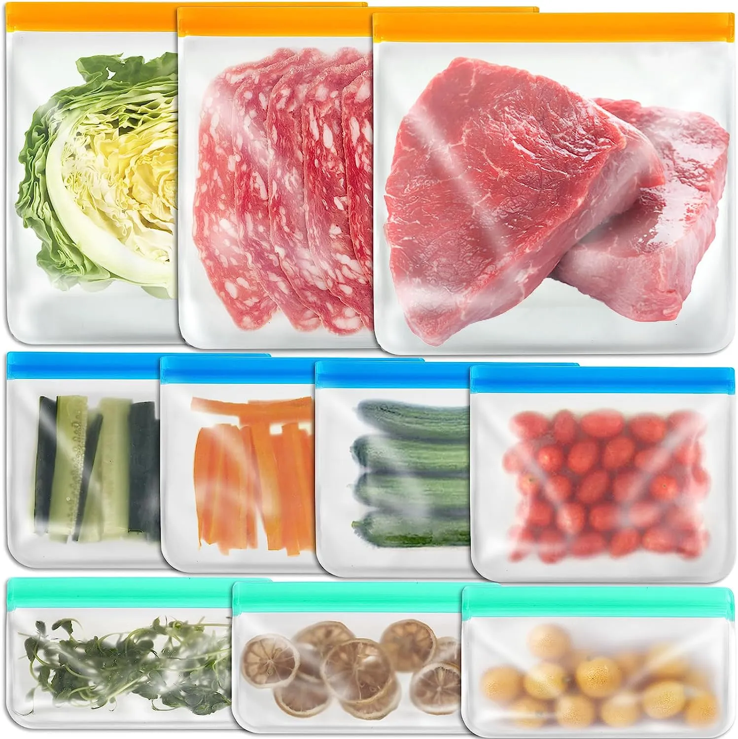 Reusable Silicone Ziplock Bag Set