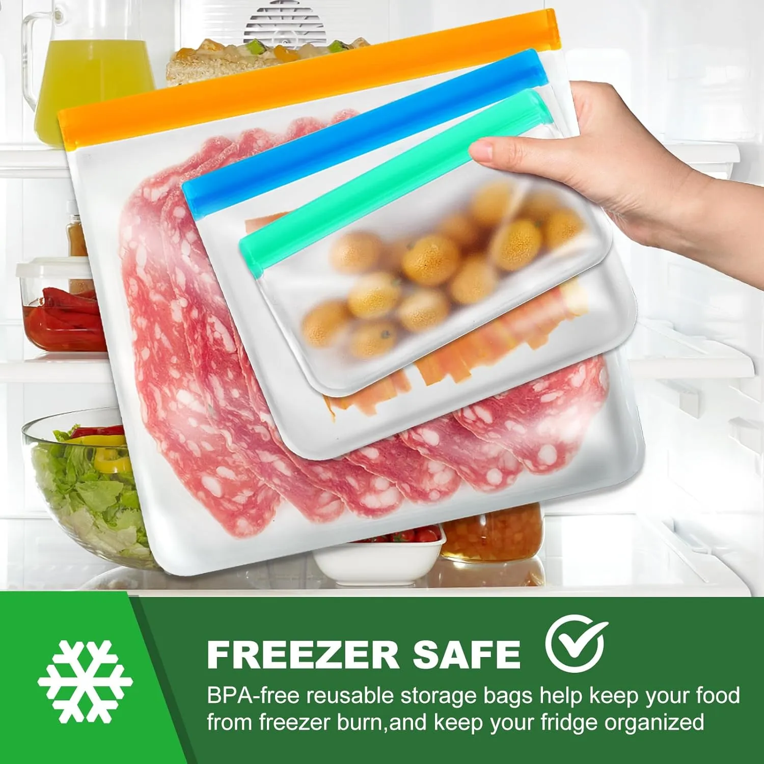 Reusable Silicone Ziplock Bag Set