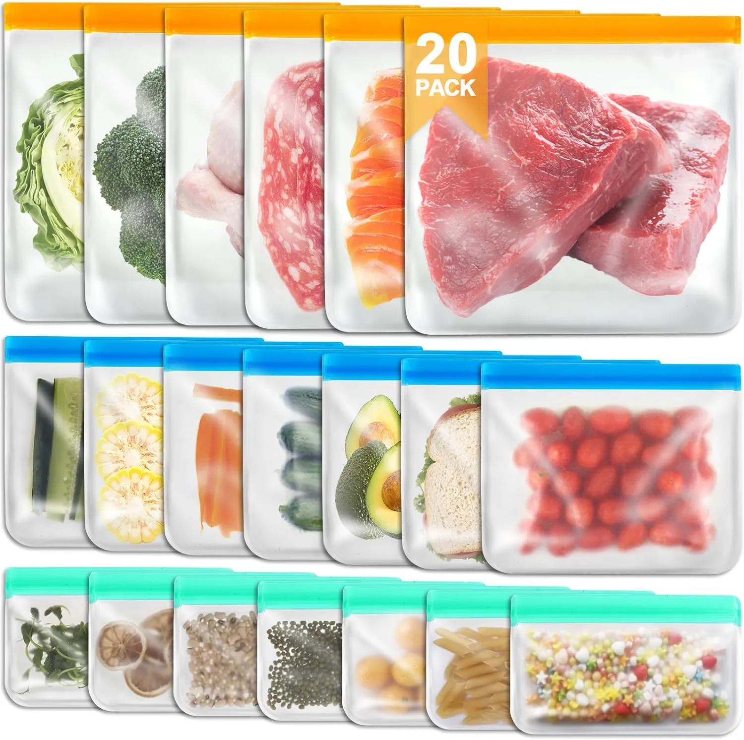 Reusable Silicone Ziplock Bag Set