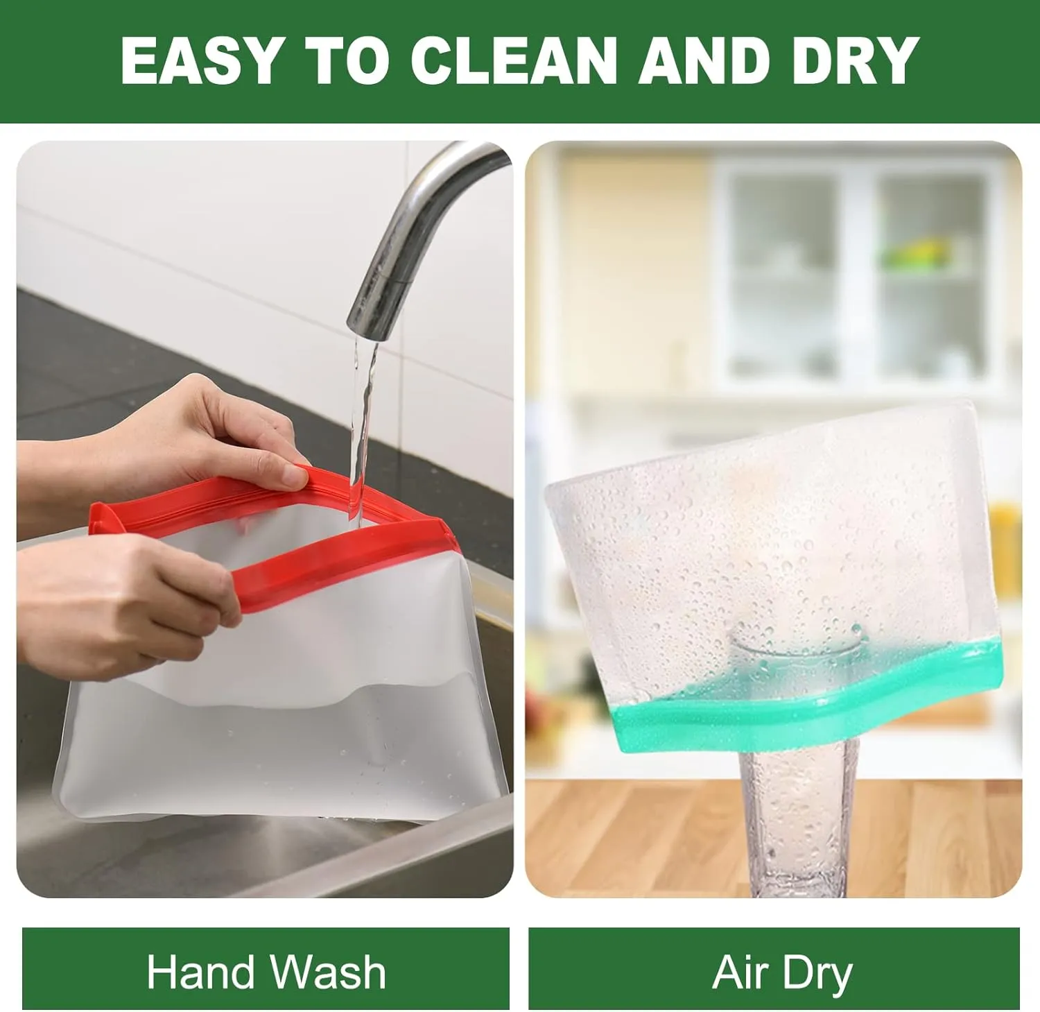 Reusable Silicone Ziplock Bag Set