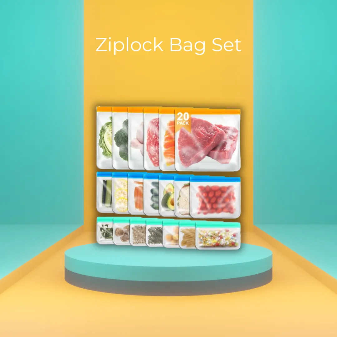 Reusable Silicone Ziplock Bag Set