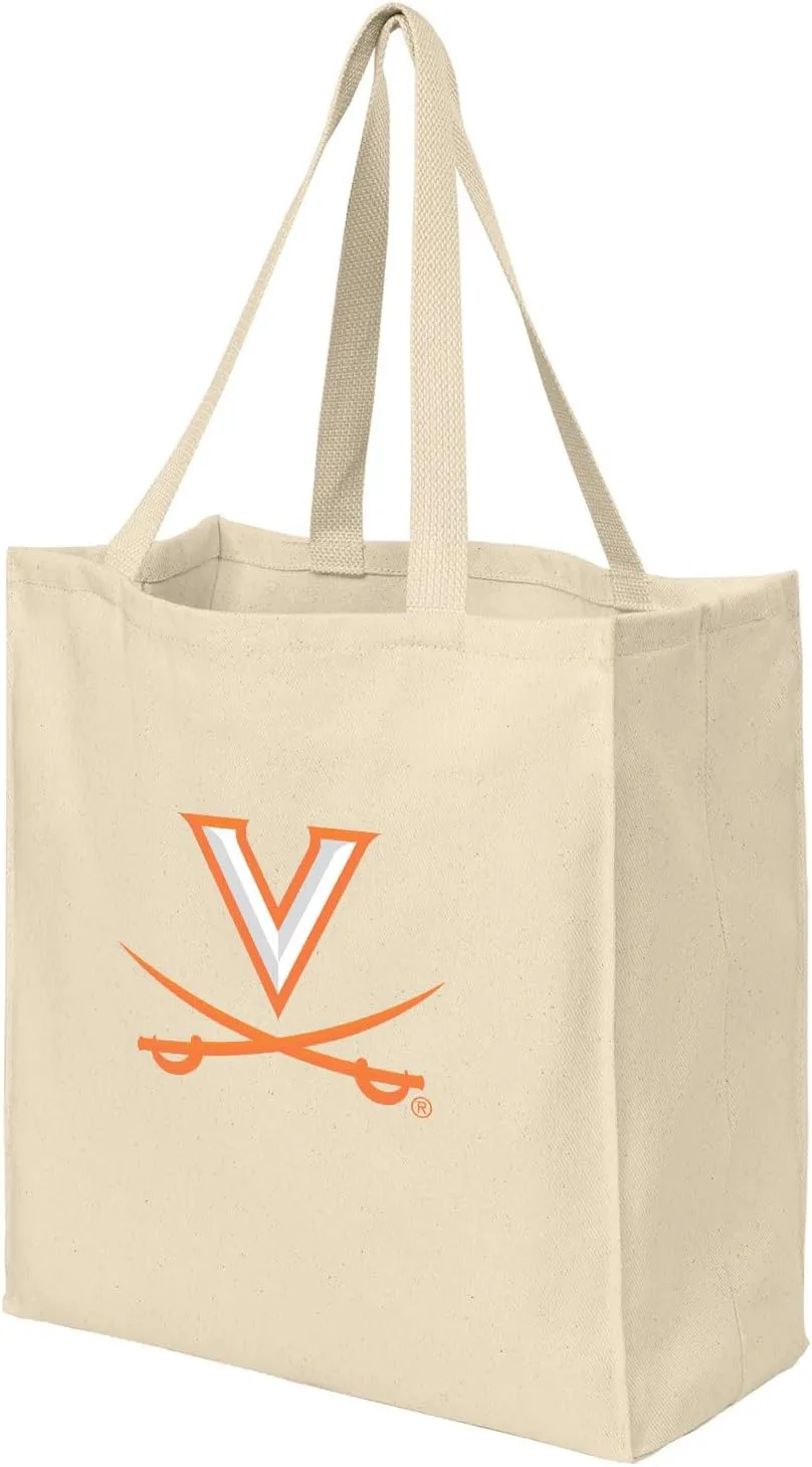 Reusable University of Virginia Grocery Bags or UVA Shopping Bags NATURAL COTTON
