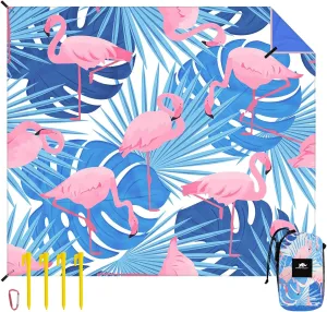 Rhino Valley Beach Blanket 84'' X 96'' for 4-8 Adults, Sandproof Beach Mat with Carrying Bag & 4 Stable Stakes, Quick Drying Outdoor Picnic Mat for Sand Travel Camping Hiking(7 * 8FT)