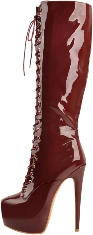 Richealnana Women's Men's Platform Lace Up Zipper Side Knee High Boots