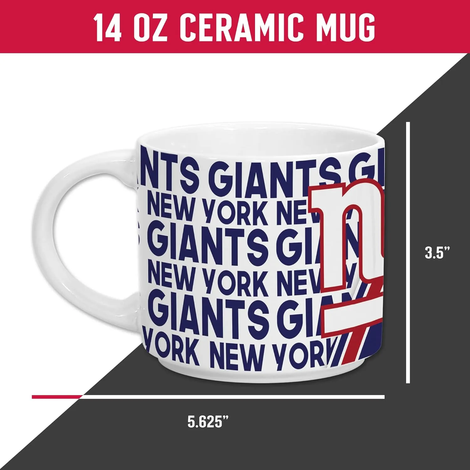 Rico Industries NFL Football 14oz Metro Ceramic Coffee Mug, Team Colored Ceramic Mug