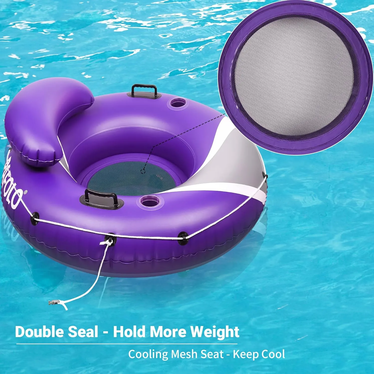 River Tubes for Floating Heavy Duty, Pool Float Adult, 53" Inflatable Float Tube for Beach Lake Rafting, River Floats with Mesh Bottom