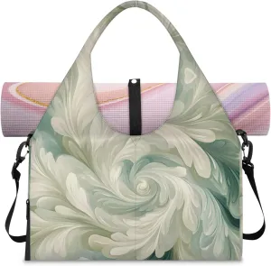 Rotating Flowers Women's Yoga Gym Bag - Adjustable shoulder strap with shoe compartment, large gym bag with multiple pockets for yoga mat, gym equipment and travel accessories