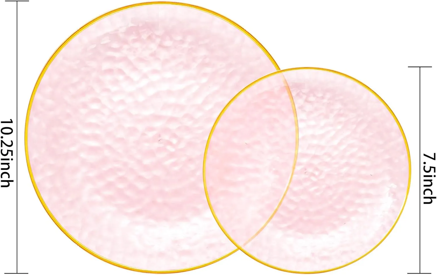 Rubtlamp 60Pcs Pink Plastic Plates,Clear Pink Plates With Gold Rim,Hammered Gold Plates Include 30Pink Plastic Dessert Platos, 30Gold Dinner Platos For Mother's Day