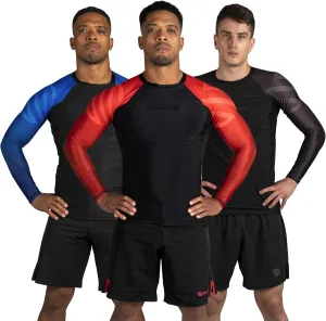 Sanabul Essential Long Sleeve Compression Training Rash Guard for MMA BJJ Wrestling Grappling and No Gi Jiu Jitsu rashguard