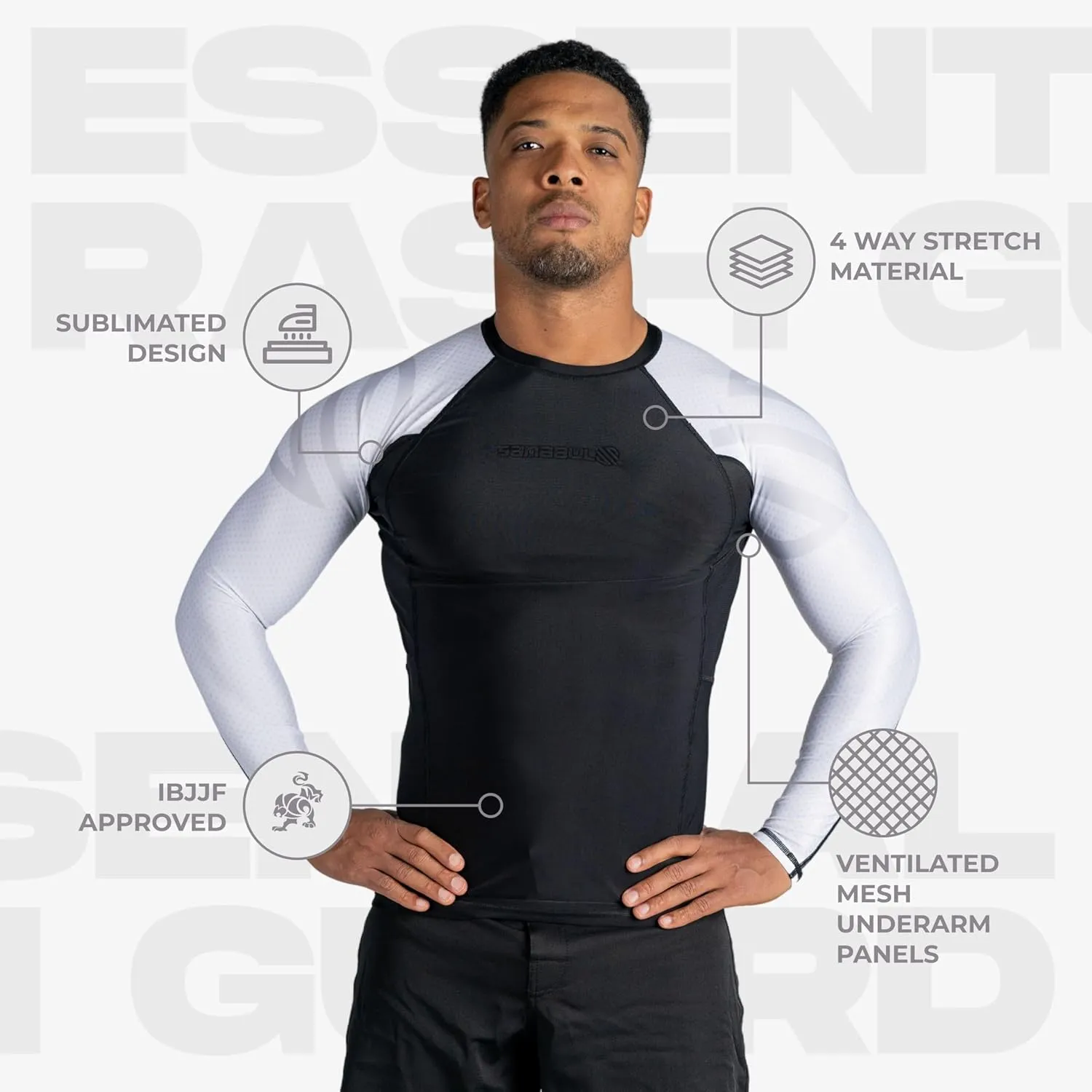 Sanabul Essential Long Sleeve Compression Training Rash Guard for MMA BJJ Wrestling Grappling and No Gi Jiu Jitsu rashguard