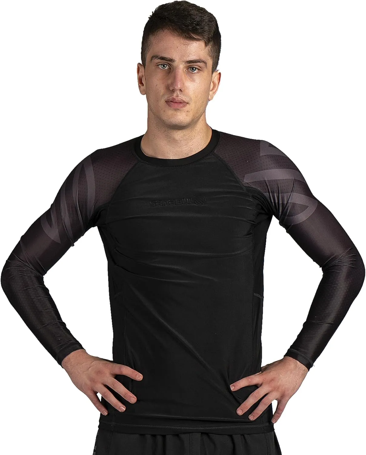 Sanabul Essential Long Sleeve Compression Training Rash Guard for MMA BJJ Wrestling Grappling and No Gi Jiu Jitsu rashguard