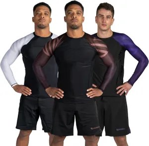 Sanabul Essential Long Sleeve Compression Training Rash Guard for MMA BJJ Wrestling Grappling and No Gi Jiu Jitsu rashguard