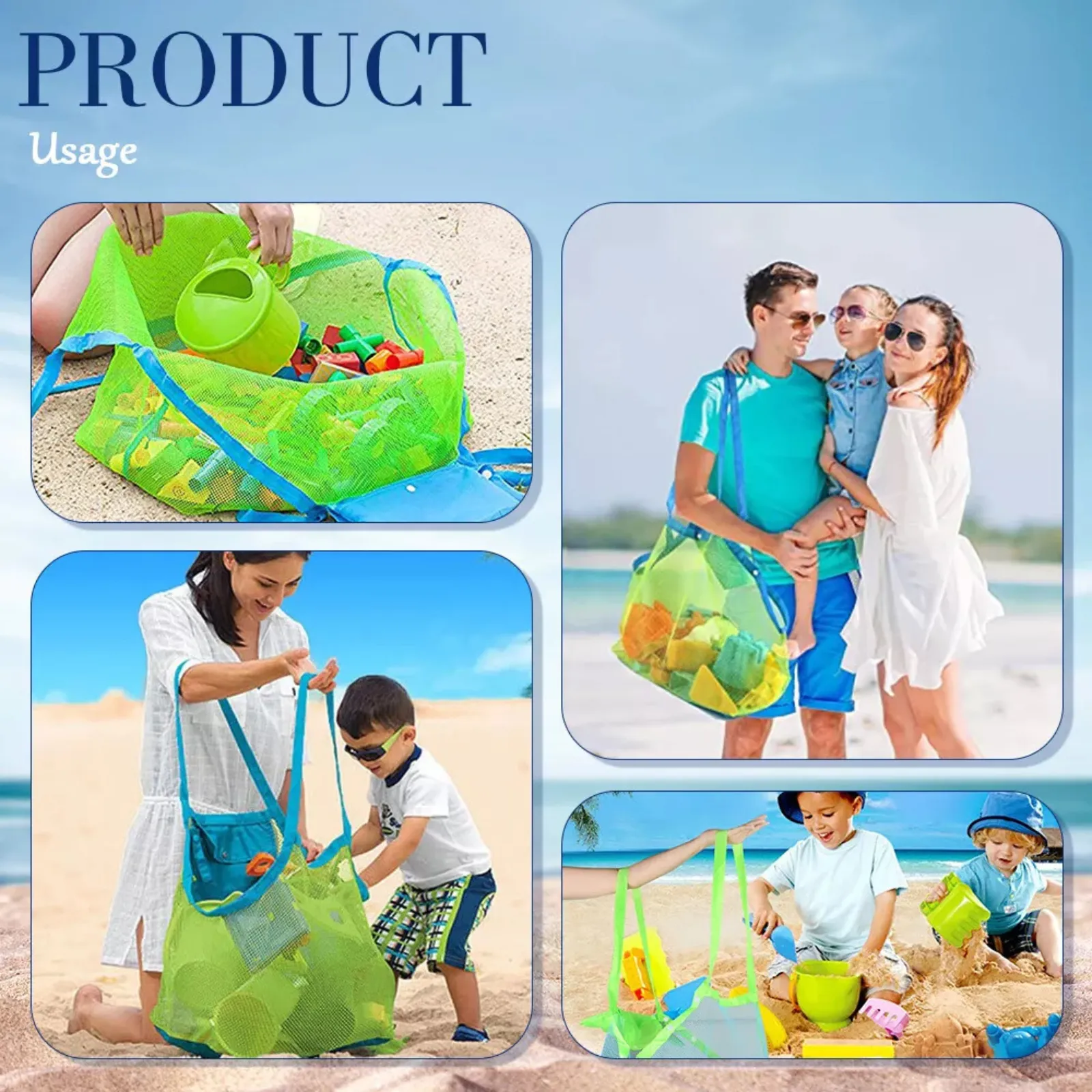 Sand-away Beach Bag Swimming Pool Extra Toys Bags Mesh Carrying Tote Large Tool