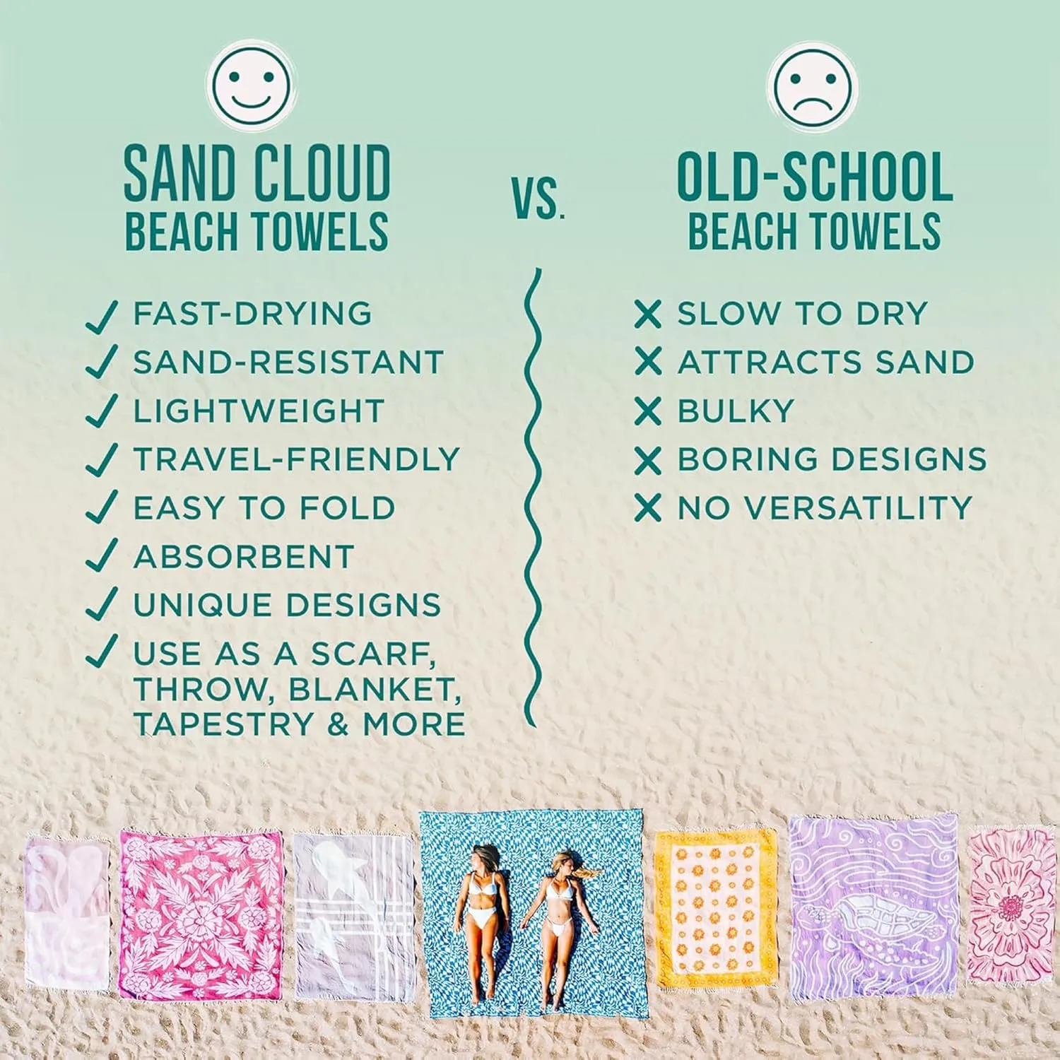 Sand Cloud Turkish Beach Towel - Sand Proof - 100% Certified Organic Turkish Towel - Quick Dry Towel for Beach, Picnic, Blanket or Bath Towel - As Seen on Shark Tank - Gocek (Coral)