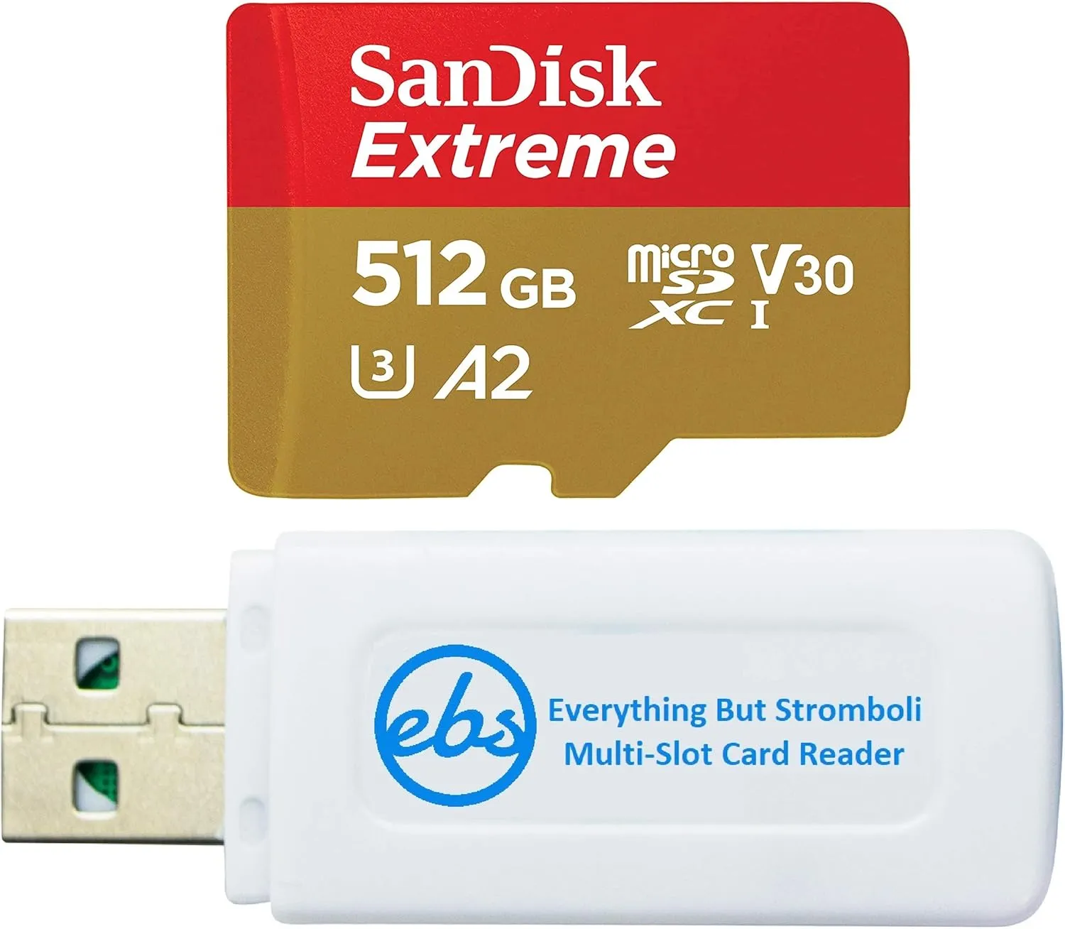 SanDisk 512GB Memory Card Extreme MicroSDXC UHS-I Card Up to 190MB/s C10 A2 Compatible with Samsung A-Series Phone Models (SDSQXAV-512G-GN6MN) Bundle with 1 Everything But Stromboli Micro Card Reader