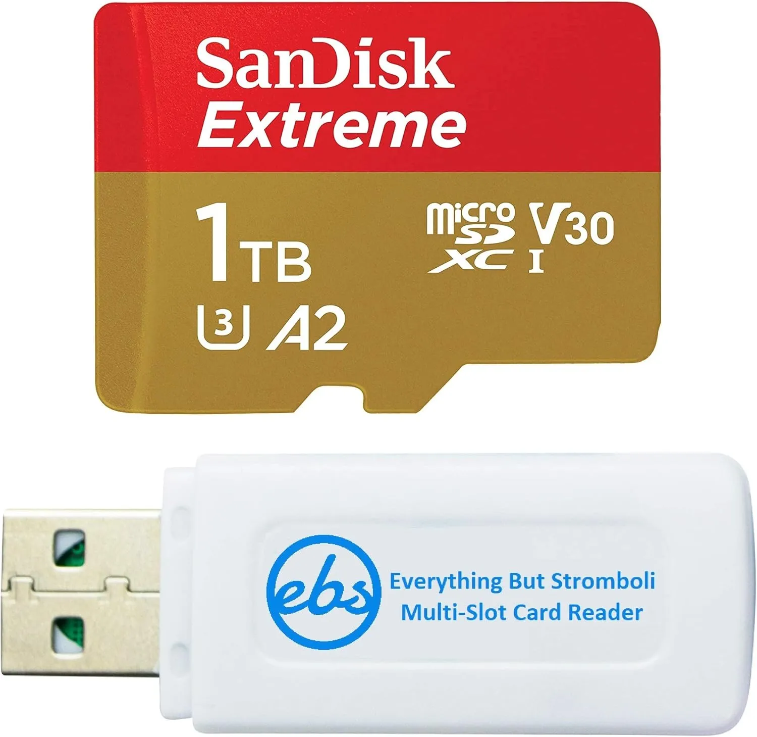SanDisk Memory Card 1TB Extreme MicroSD UHS-I Card Compatible with Samsung Galaxy A34 5G, A24, A54 5G, A14 5G Model Phones SDSQXAV-1T00-GN6MN - Bundle with 1 Everything But Stromboli MicroSD Reader