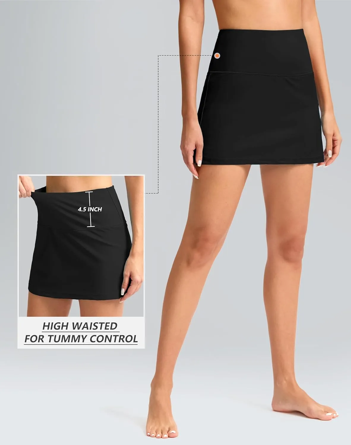 SANTINY Women's High Waisted Swim Skirt with Pocket Tummy Control Tankini Swimsuit Bathing Suit Bottoms for Women