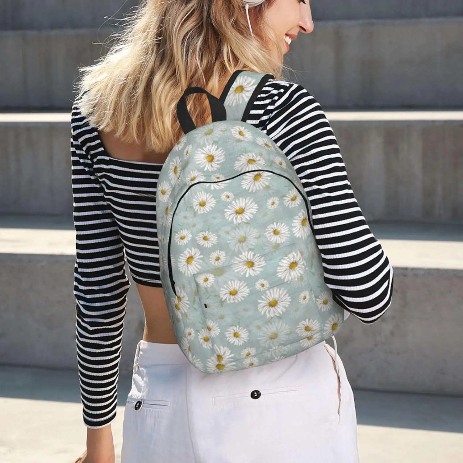 School Backpack Chamomile Flower Vintage Daisy Floral Laptop Rucksack School Bookbag Casual Daypack for 3th 4th 5th Student Teens Travel Hiking 16 Inch