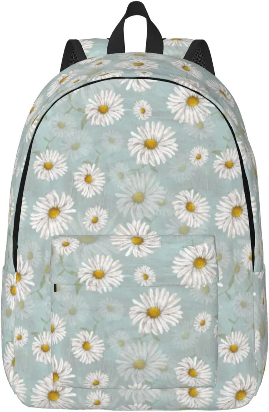 School Backpack Chamomile Flower Vintage Daisy Floral Laptop Rucksack School Bookbag Casual Daypack for 3th 4th 5th Student Teens Travel Hiking 16 Inch