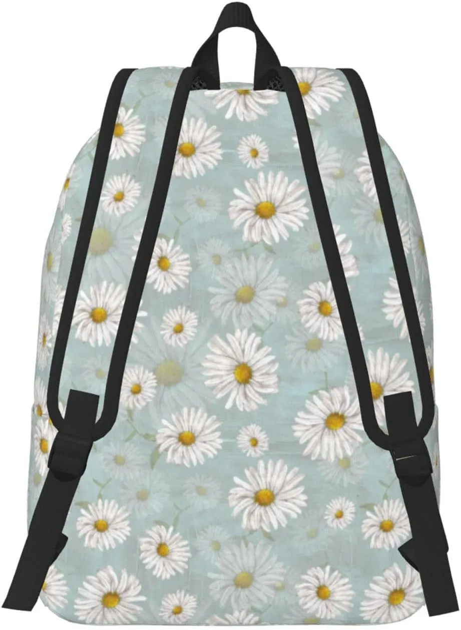 School Backpack Chamomile Flower Vintage Daisy Floral Laptop Rucksack School Bookbag Casual Daypack for 3th 4th 5th Student Teens Travel Hiking 16 Inch