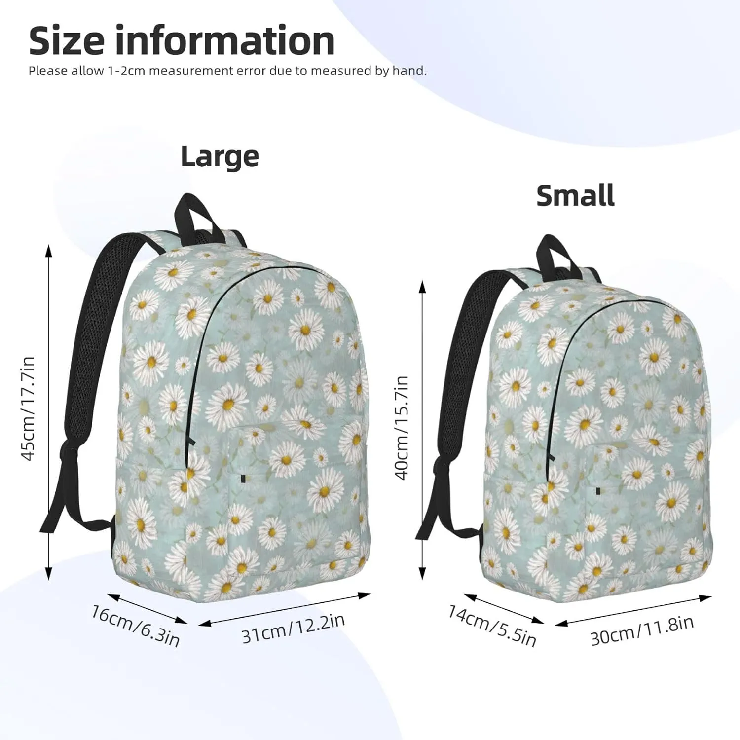 School Backpack Chamomile Flower Vintage Daisy Floral Laptop Rucksack School Bookbag Casual Daypack for 3th 4th 5th Student Teens Travel Hiking 16 Inch