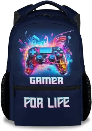 School Backpack for Boys - 17 Inch Large Capacity Aesthetic Kid Backpack - Colorful Durable Gamer Bookbag for School, Travel and Camp