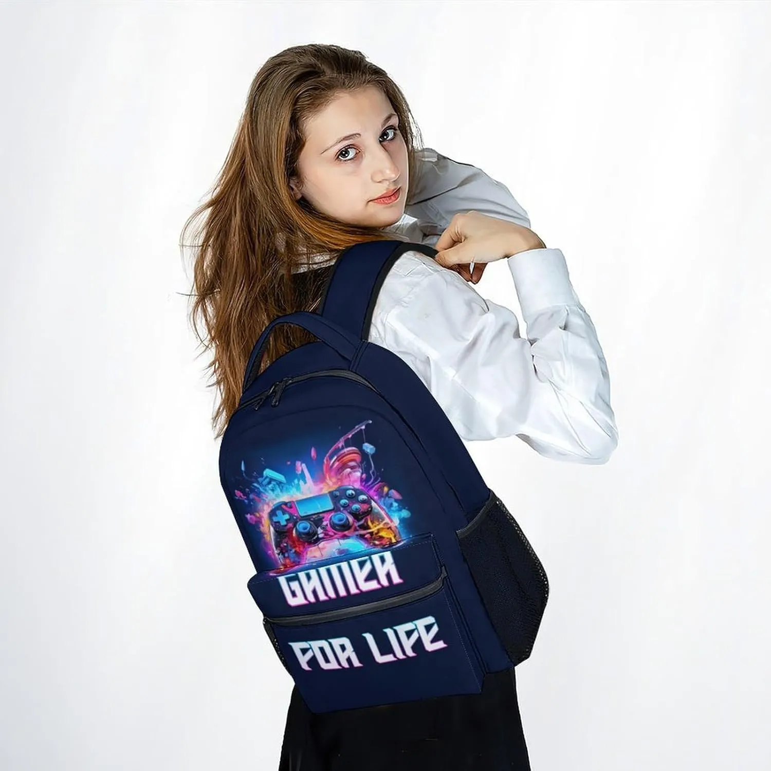 School Backpack for Boys - 17 Inch Large Capacity Aesthetic Kid Backpack - Colorful Durable Gamer Bookbag for School, Travel and Camp