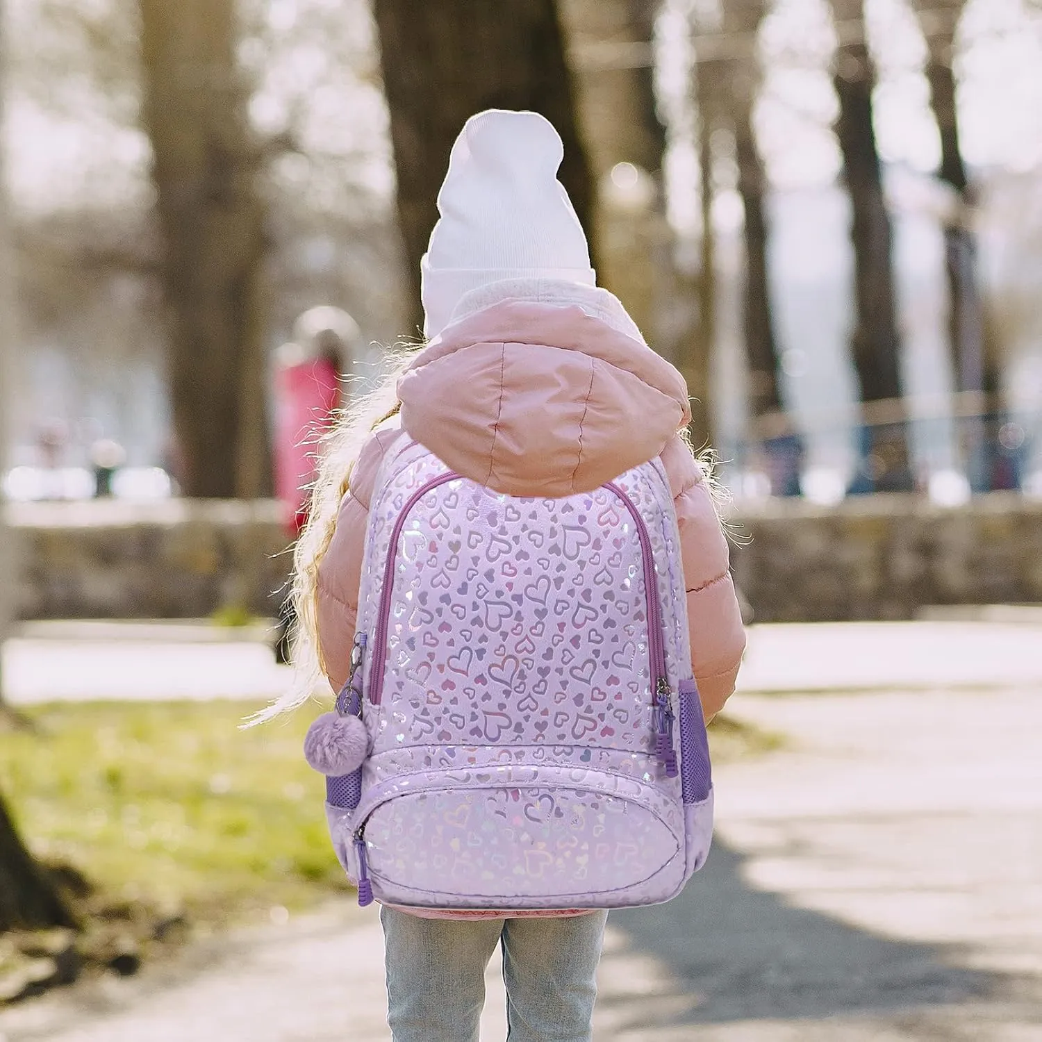 School Backpack for Girls, 3PCS Backpack Set with Lunch Box Pencil Case for Preschool Elementary High School Kids Teens