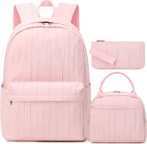 School Backpack for Girls, 3PCS Backpack Set with Lunch Box Pencil Case for Preschool Elementary High School Kids Teens