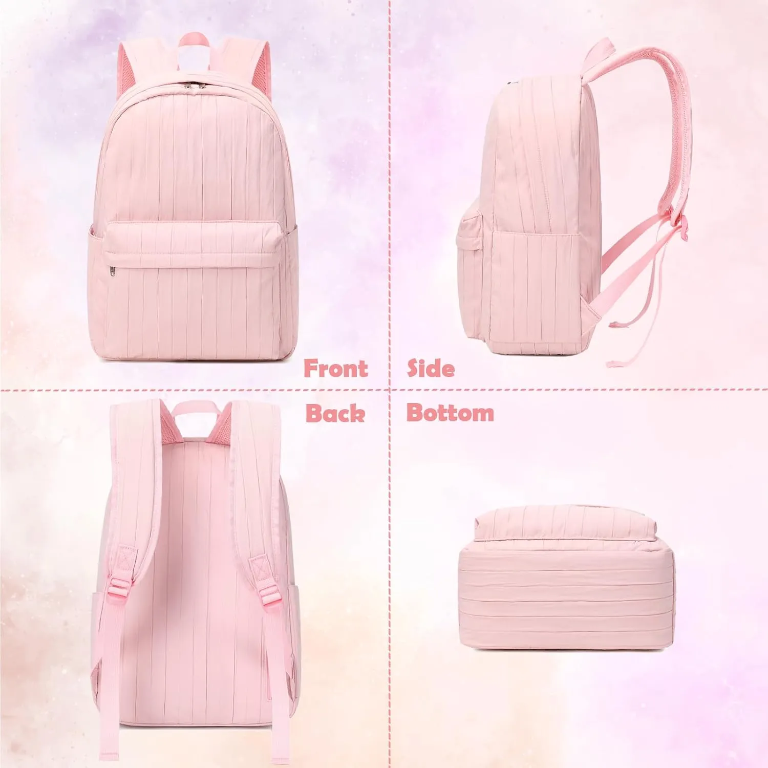 School Backpack for Girls, 3PCS Backpack Set with Lunch Box Pencil Case for Preschool Elementary High School Kids Teens