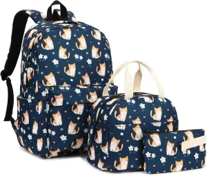 School Backpack for Girls, Kids Teens School Bags Bookbags Set with Lunch Bag Pencil Bag