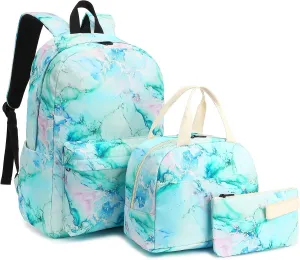 School Backpack for Girls, Kids Teens School Bags Bookbags Set with Lunch Bag Pencil Bag
