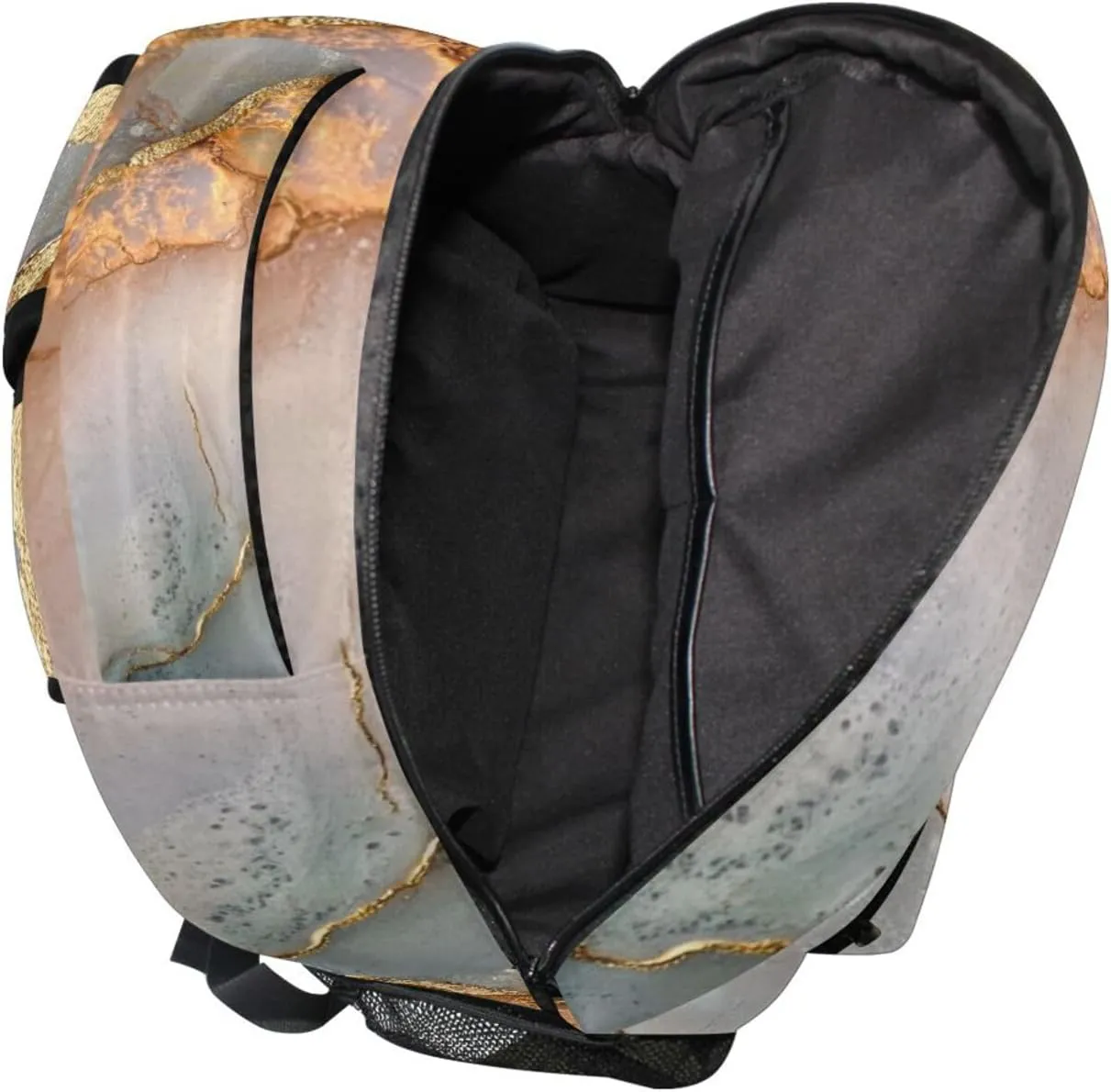 School Backpack for Men and Women Waterproof Personal Backpack with Chest Strap for College Work Marble Neutral Terracotta