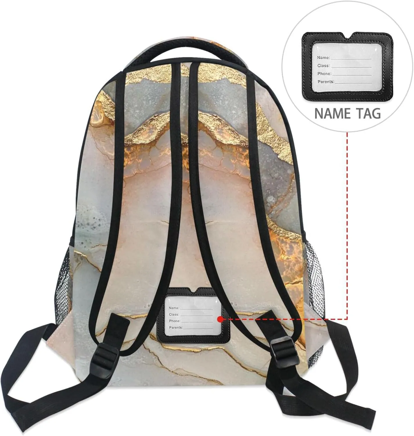 School Backpack for Men and Women Waterproof Personal Backpack with Chest Strap for College Work Marble Neutral Terracotta