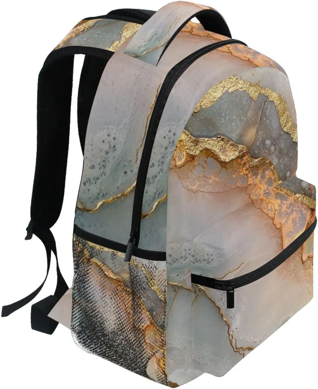 School Backpack for Men and Women Waterproof Personal Backpack with Chest Strap for College Work Marble Neutral Terracotta
