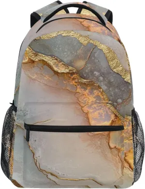 School Backpack for Men and Women Waterproof Personal Backpack with Chest Strap for College Work Marble Neutral Terracotta