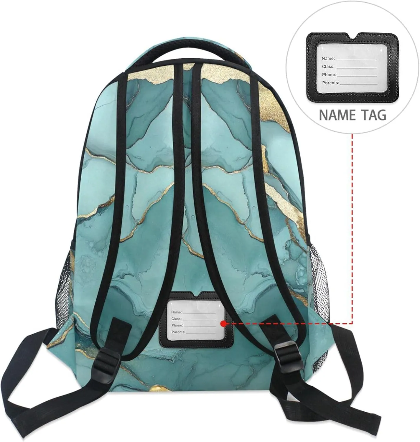 School Backpack for Men Women Fashion Diaper Bag Backpack with Chest Strap for College Work Marble Silver Sage Green